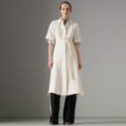 Burberry Burberry Short-sleeve Wool Silk Shirt Dress, Size: 04, White