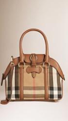 Burberry Small House Check And Leather Tote Bag