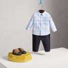 Burberry Burberry Washed Check Cotton Shirt, Size: 24m, Blue