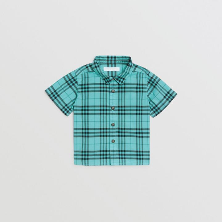 Burberry Burberry Childrens Short-sleeve Check Cotton Shirt, Size: 12m, Green