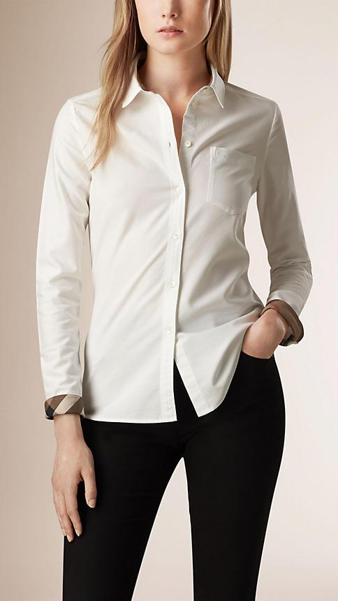 Burberry Check Detail Cotton Shirt