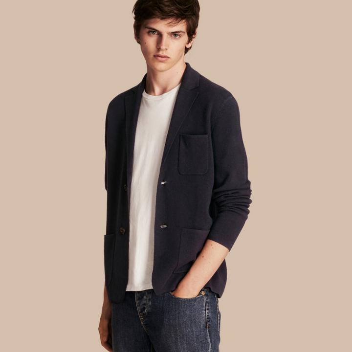 Burberry Burberry Wool Cashmere Knitted Jacket, Size: Xl, Blue