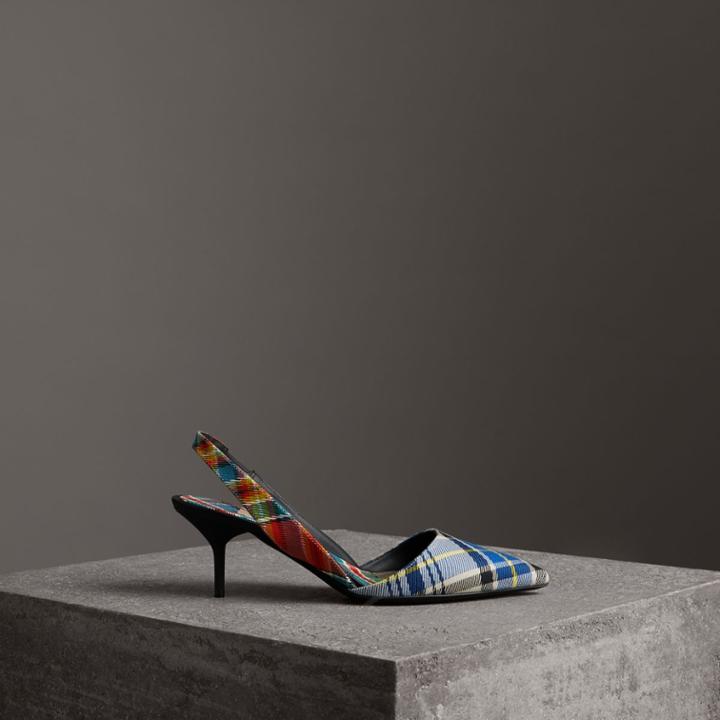 Burberry Burberry Tartan Cotton Slingback Sandals, Size: 37