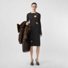 Burberry Burberry Cut-out Detail Stretch Silk Crepe Shift Dress, Size: 14, Black