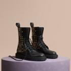 Burberry Eyelet And Rivet Detail Leather Army Boots