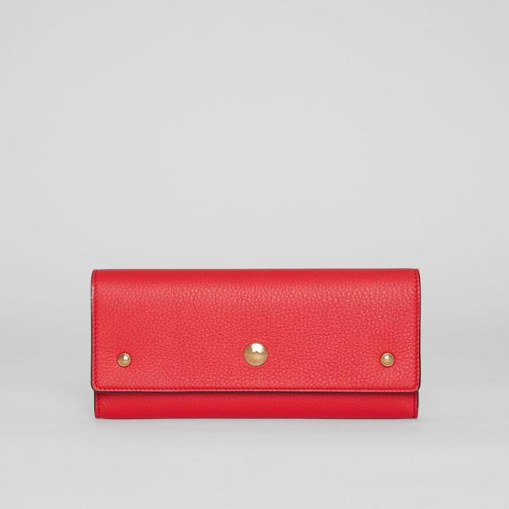 Burberry Burberry Grainy Leather Continental Wallet, Red