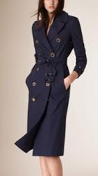 Burberry Burberry Cotton Trench Coat With Gold-tone Button Detail, Size: 06, Blue