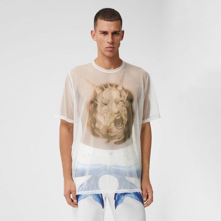 Burberry Burberry Sea Maiden Print Sheer Jersey T-shirt, Size: L