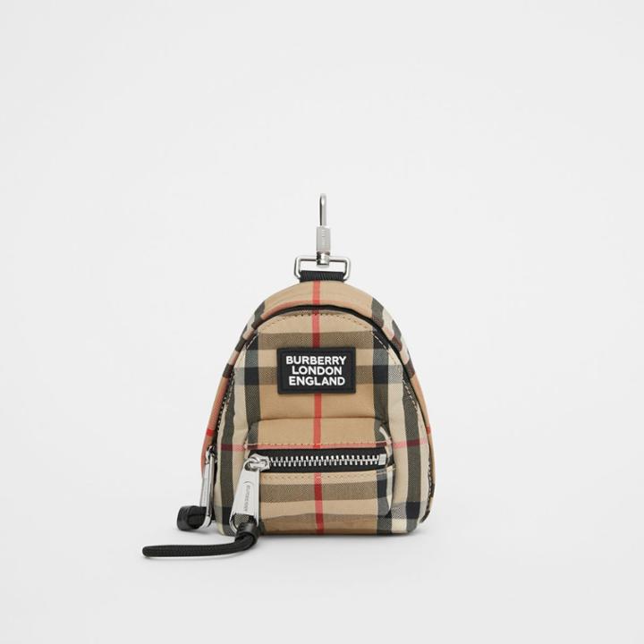 Burberry Burberry Vintage Check Backpack Charm, Beige
