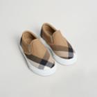Burberry Burberry House Check And Leather Slip-on Sneakers, Size: 8, White
