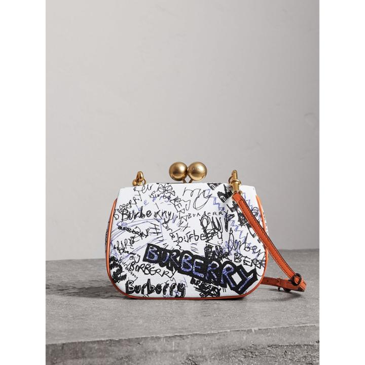 Burberry Burberry Small Doodle Print Metal Frame Clutch Bag, Beige