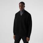 Burberry Burberry Funnel Neck Wool Cashmere Zip-front Sweater, Black