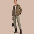 Burberry Stretch Cotton Field Jacket With Puff Sleeves