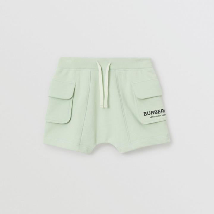 Burberry Burberry Childrens Logo Print Cotton Drawcord Shorts, Size: 10y, Green