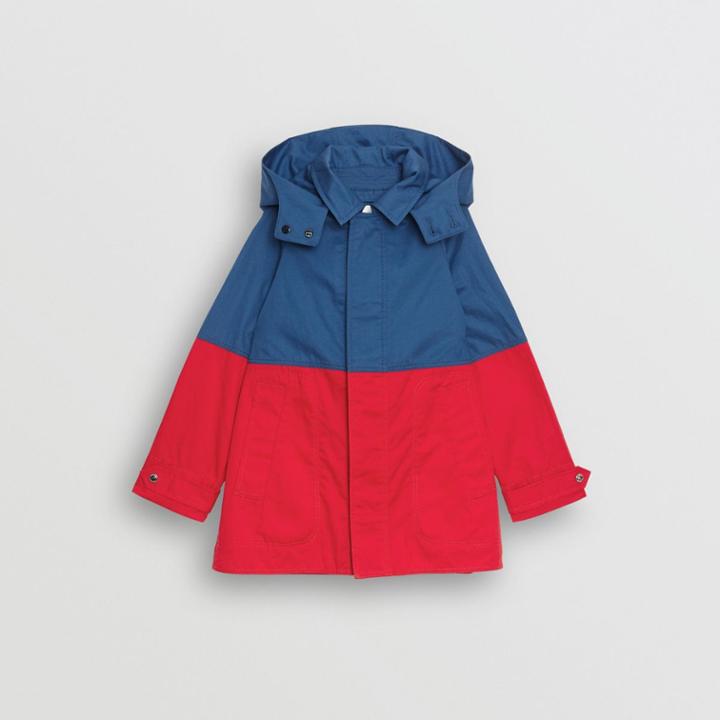 Burberry Burberry Childrens Detachable Hood Colour Block Cotton Car Coat, Size: 12y, Blue