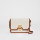 Burberry Burberry Small Two-tone Canvas And Leather Tb Bag, Brown