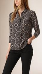Burberry Lace Print Silk Shirt