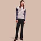 Burberry Burberry Contrast Stripe Cashmere Blend Sweater, Size: Xs, Blue