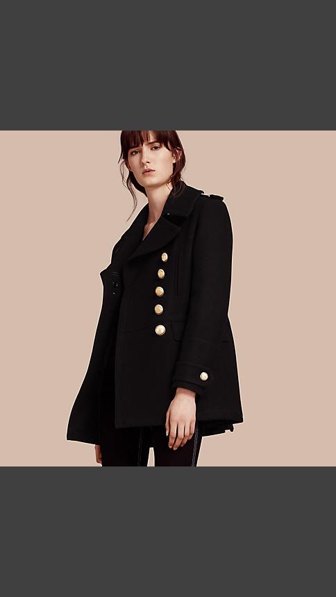 Burberry Wool Blend Military Pea Coat