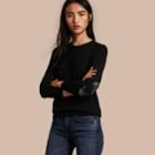 Burberry Burberry Check Detail Merino Crew Neck Sweater, Size: Xs, Black