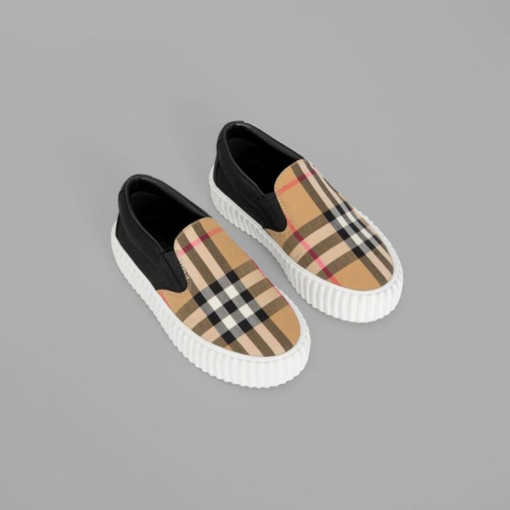 Burberry Burberry Childrens Vintage Check Detail Slip-on Sneakers, Size: 35, Black