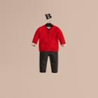 Burberry Burberry Check Detail Cotton Cardigan, Size: 18m, Red