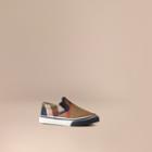 Burberry Burberry House Check Cotton Slip-on Trainers, Size: 1.5, Blue