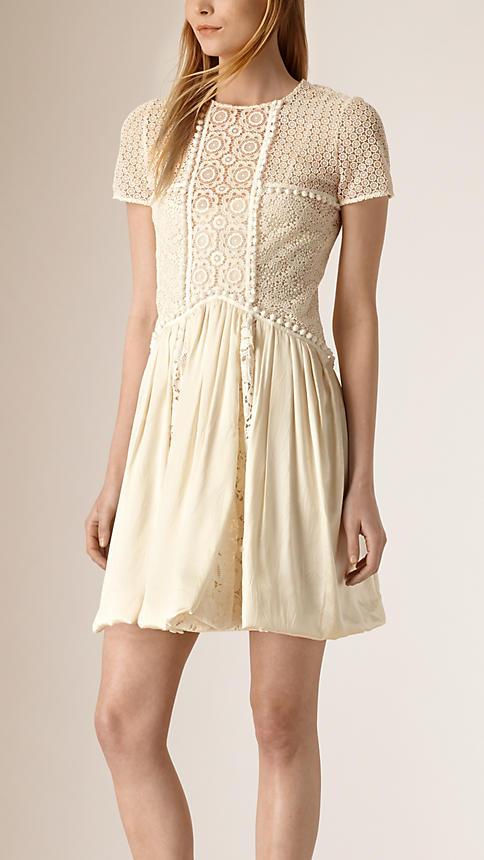 Burberry Prorsum Silk And Italian Lace Dress