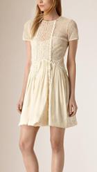 Burberry Prorsum Silk And Italian Lace Dress