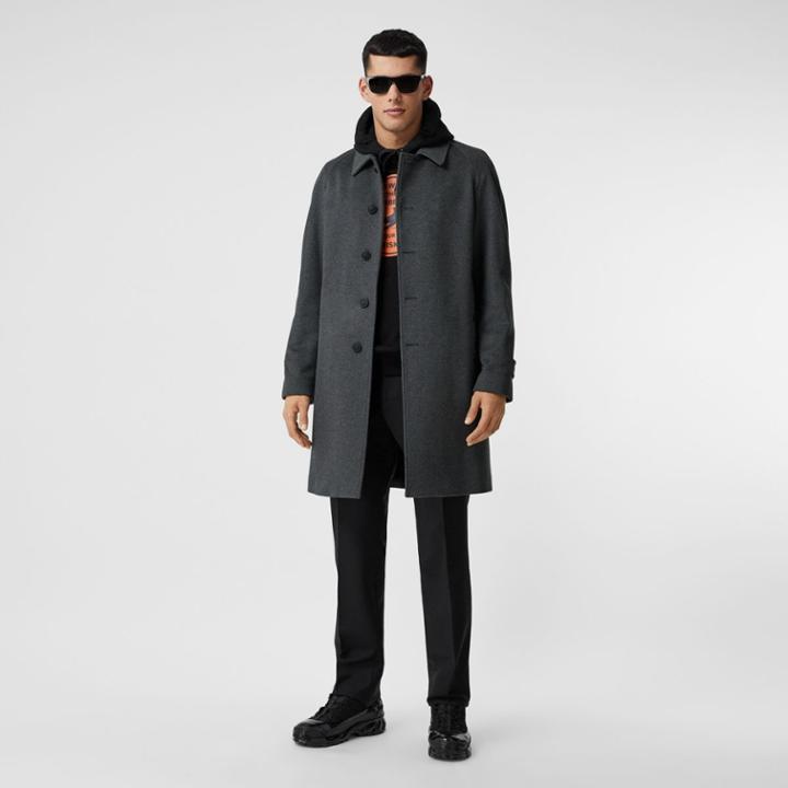 Burberry Burberry Button Detail Wool Cashmere Car Coat, Size: 50, Grey