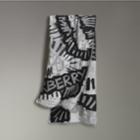 Burberry Burberry Graffiti Print Fil Coup Cotton Wool Modal Scarf, Black