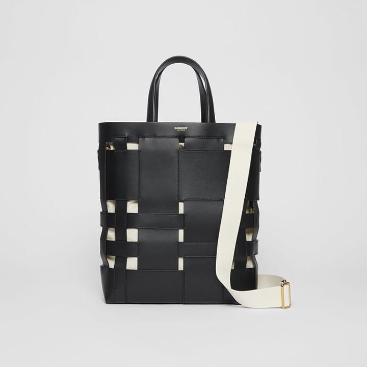 Burberry Burberry Medium Leather Foster Tote, Black