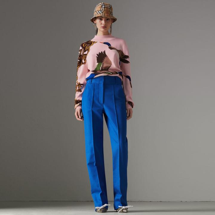 Burberry Burberry Cotton Drill High-waisted Trousers, Size: 00, Blue