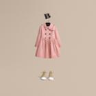 Burberry Burberry Check Detail Stretch Cotton Trench Dress, Size: 6y, Pink