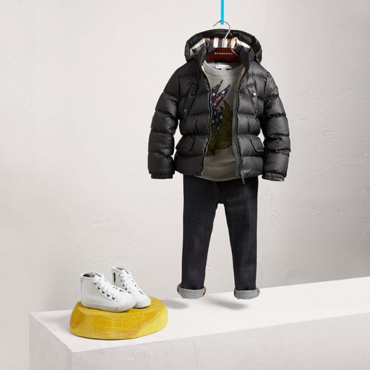 Burberry Burberry Shower-resistant Hooded Puffer Jacket, Size: 10y, Black