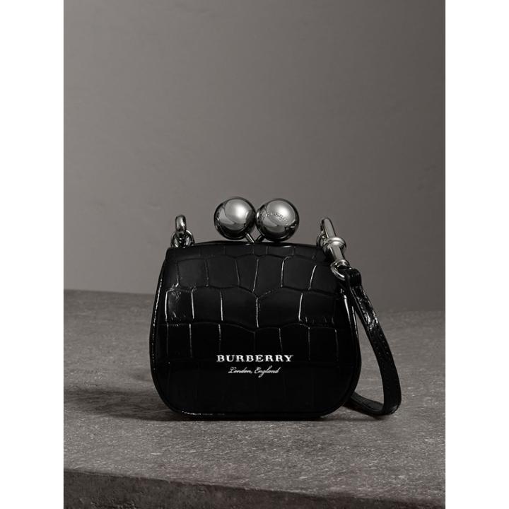 Burberry Burberry Mini Alligator Frame Bag, Black