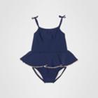 Burberry Burberry Childrens Check Detail Peplum One-piece Swimsuit, Size: 18m, Blue