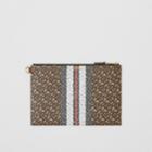 Burberry Burberry Monogram Stripe E-canvas Zip Pouch, Bridle Brown