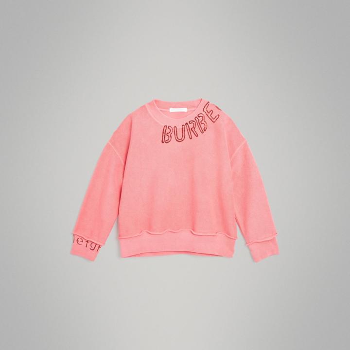 Burberry Burberry Childrens Stencil Logo Print Cotton Sweatshirt, Size: 14y, Pink