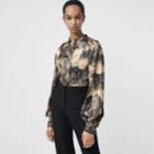 Burberry Burberry Puff-sleeve Dreamscape Print Silk Blouse, Size: 06, Orange