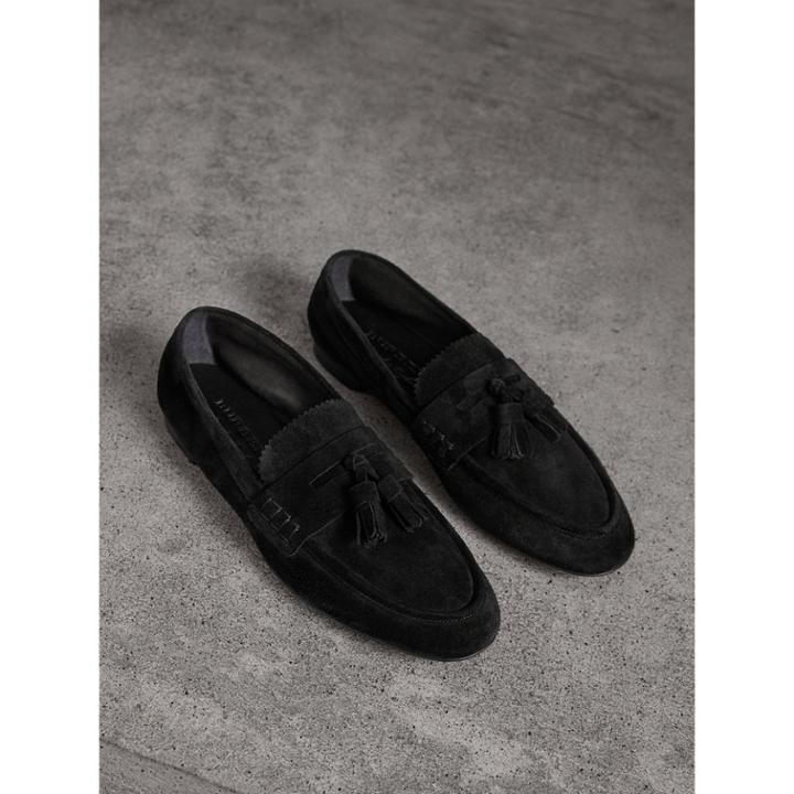 Burberry Burberry Tasselled Suede Loafers, Size: 35.5, Black