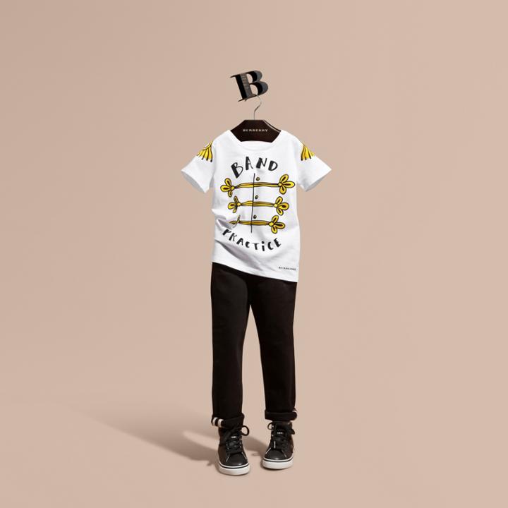 Burberry Burberry Band Practice Motif Cotton T-shirt, Size: 8y, White