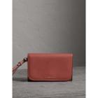 Burberry Burberry Leather And Haymarket Check Wristlet Wallet, Red