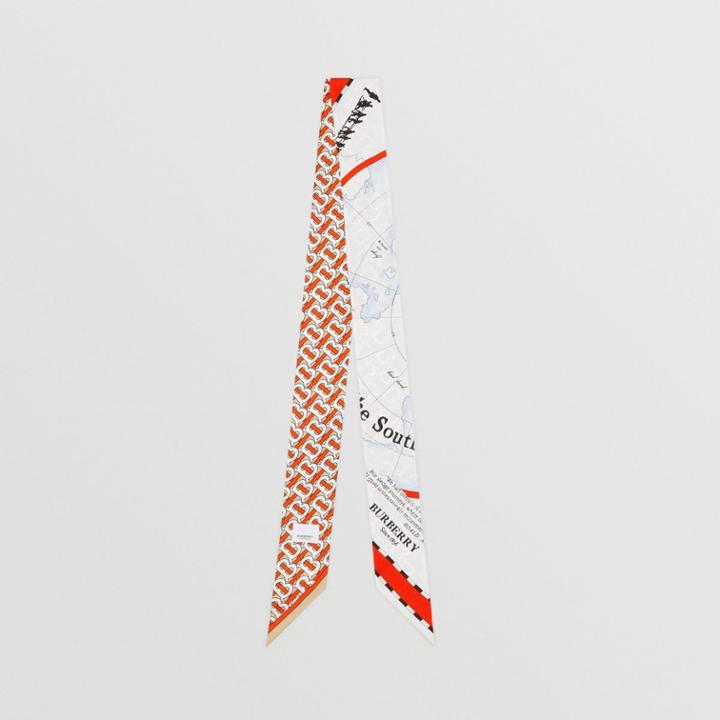Burberry Burberry Monogram And Archive Scarf Print Silk Scarf, Red