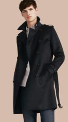 Burberry Leather Trim Cashmere Trench Coat