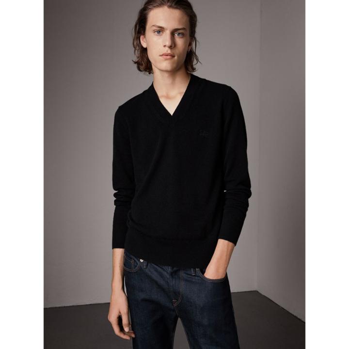 Burberry Burberry Cashmere V-neck Sweater, Size: L, Black