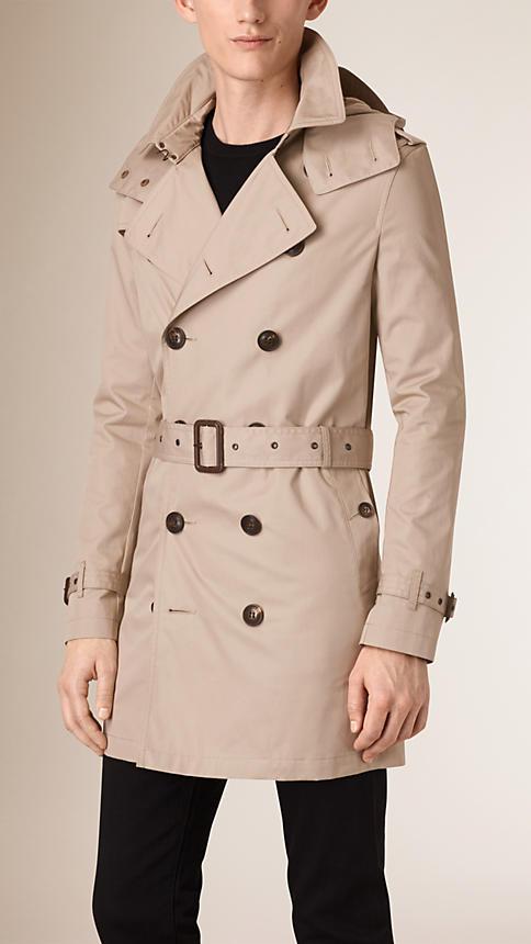 Burberry Brit Cotton Trench Coat With Detachable Hood