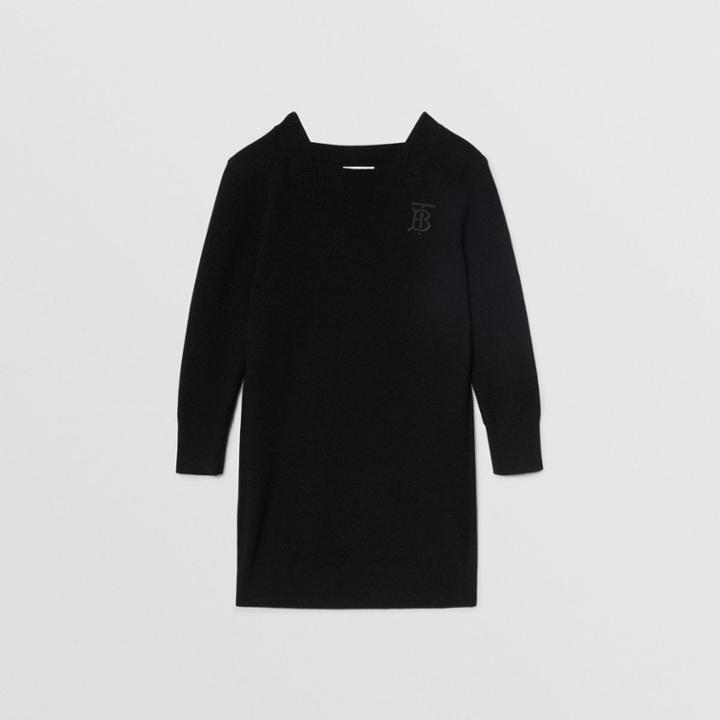 Burberry Burberry Childrens Monogram Motif Cashmere Sweater Dress, Size: 14y, Black