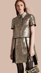 Burberry Metallic Jacquard Shirt Dress