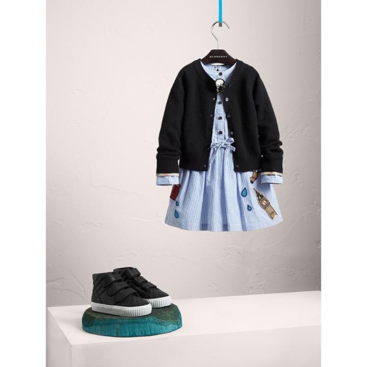 Burberry Burberry Check Cuff Cashmere Cardigan, Size: 7y, Black